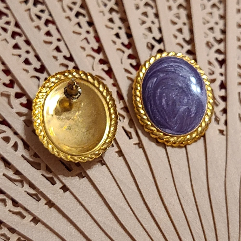 Swirl Earrings Purple & Gold